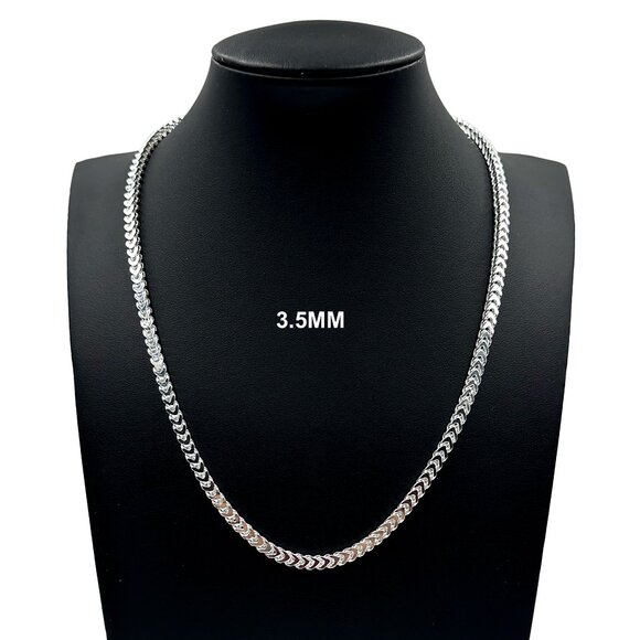 Real 925 SOLID Sterling Silver 3.5mm Franco Link Chain Necklace 20" inch - Picture 1 of 6